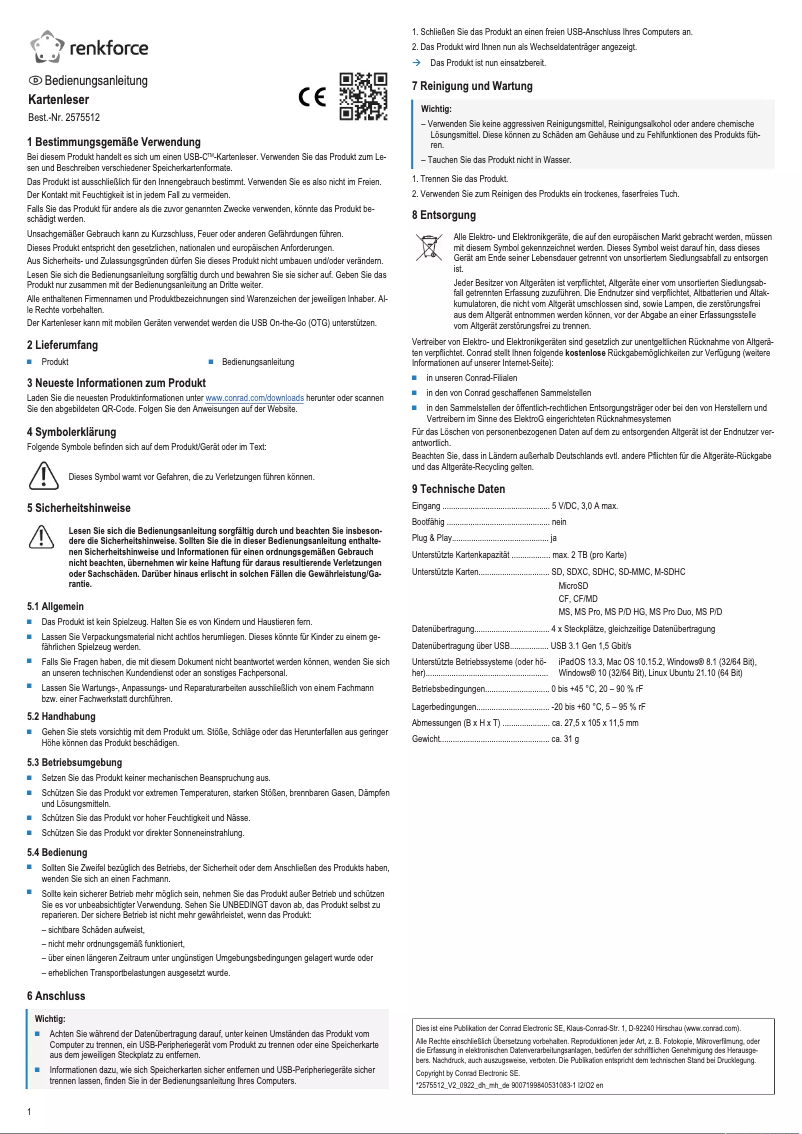 Page 1 de la notice Manuel utilisateur Renkforce RF-PCR-230