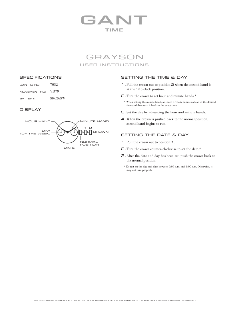 Page 1 de la notice Manuel utilisateur Gant Grayson 7032