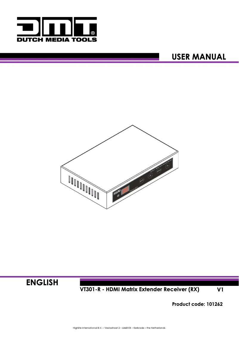 Page 1 de la notice Manuel utilisateur DMT VT301-R