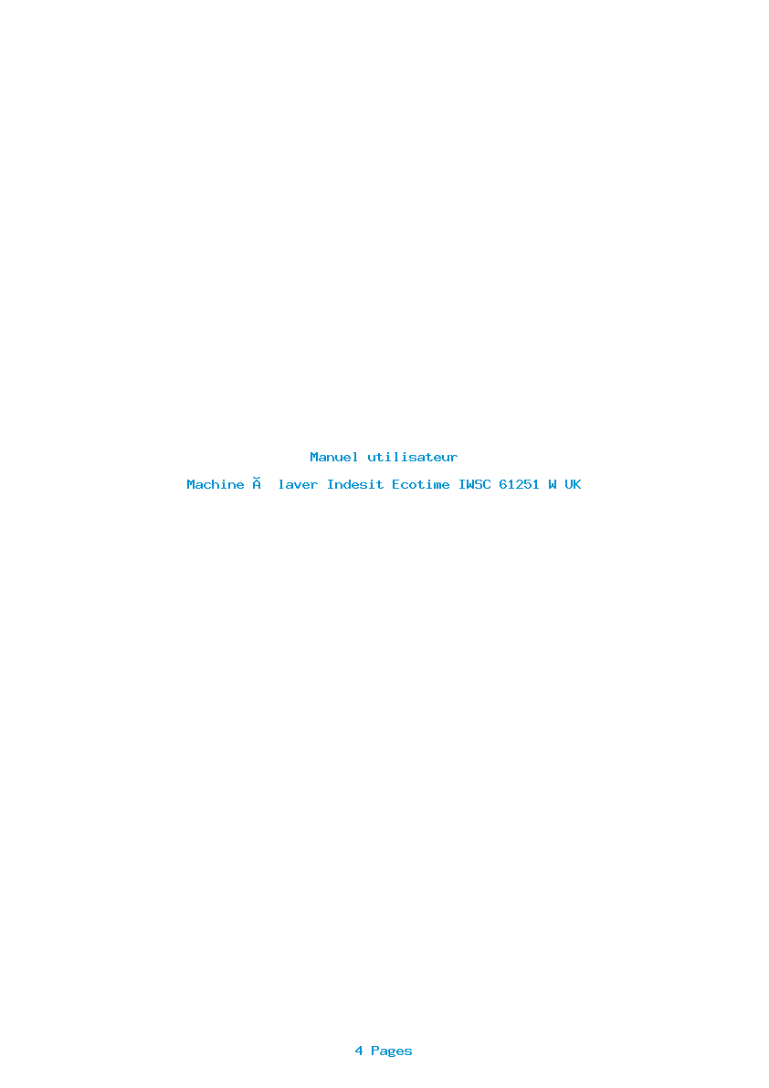 Page 1 de la notice Manuel utilisateur Indesit Ecotime IWSC 61251 W UK