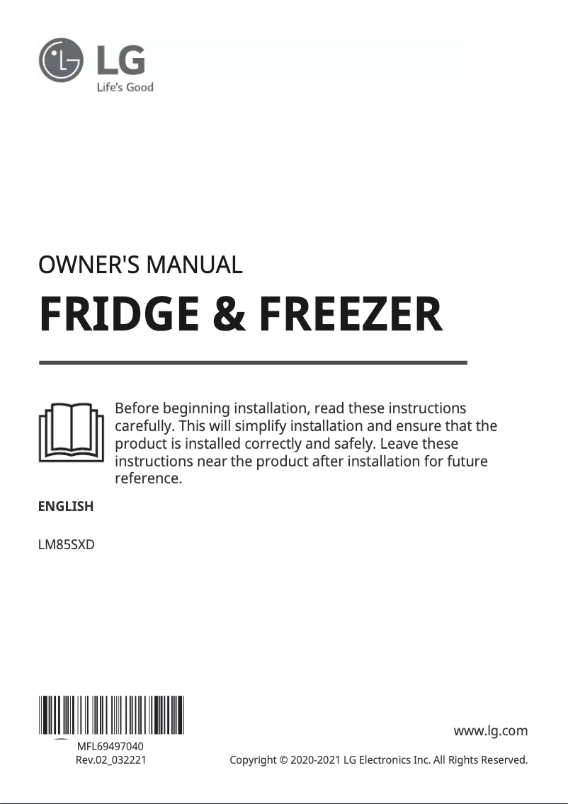 Page 1 de la notice Manuel utilisateur LG LM85SXD