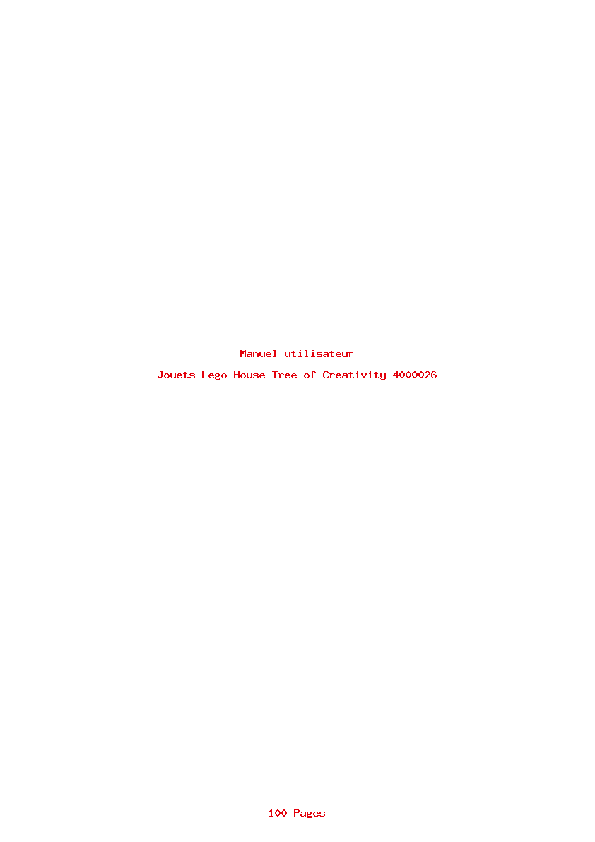 Page 1 de la notice Manuel utilisateur Lego House Tree of Creativity 4000026
