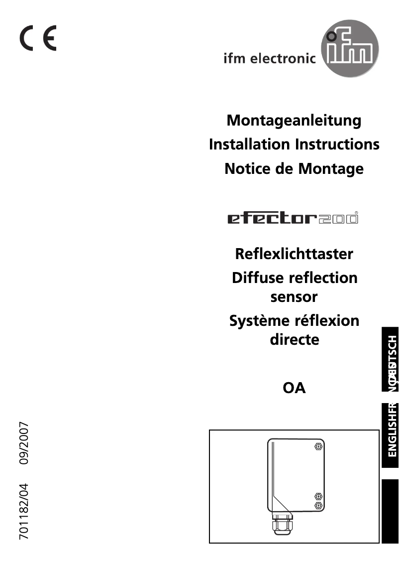 Page 1 de la notice Manuel utilisateur IFM OA0111
