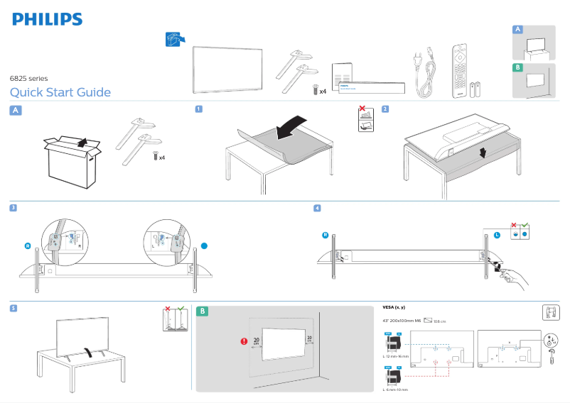 Page n°1 - Guide de démarrage rapide Philips 43PFS6825