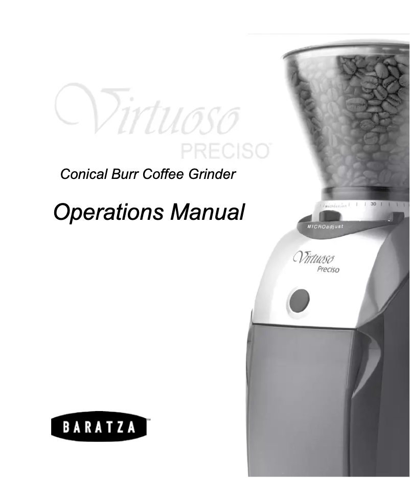 Page 1 de la notice Manuel utilisateur Baratza Virtuoso Preciso