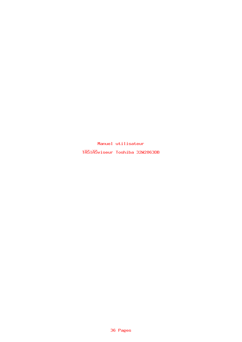 Page 1 de la notice Manuel utilisateur Toshiba 32W2863DB