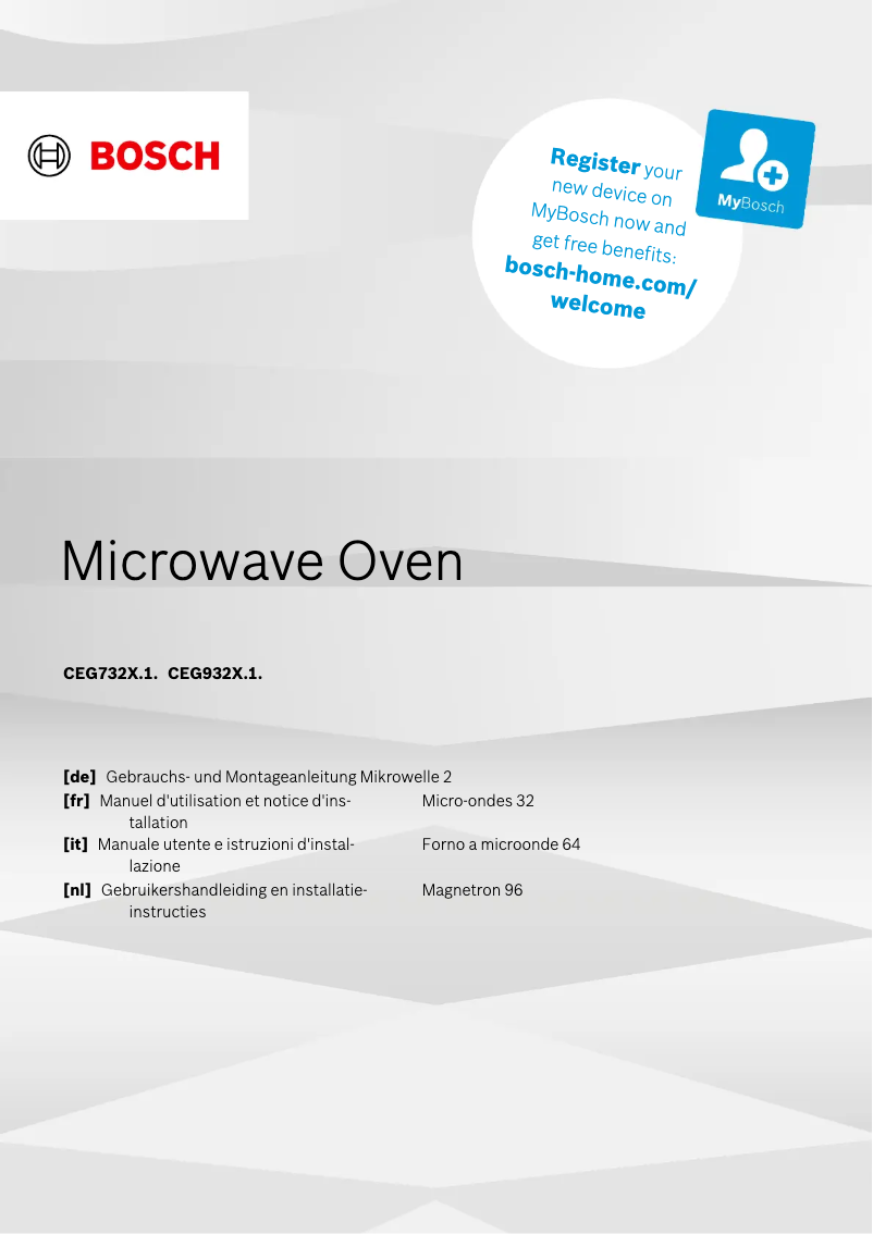 Page 1 of the manual User Manual Bosch CEG932XB1