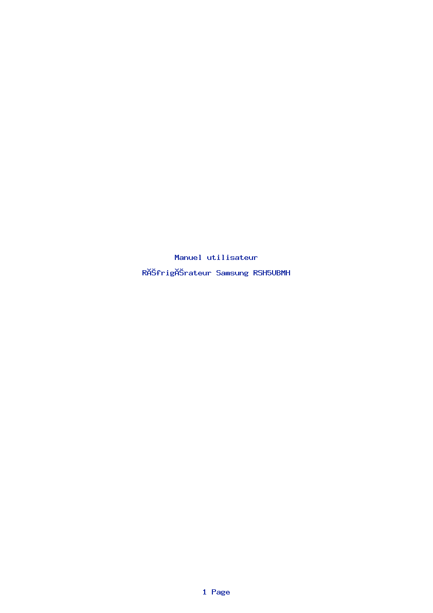 Page 1 de la notice Manuel utilisateur Samsung RSH5UBMH