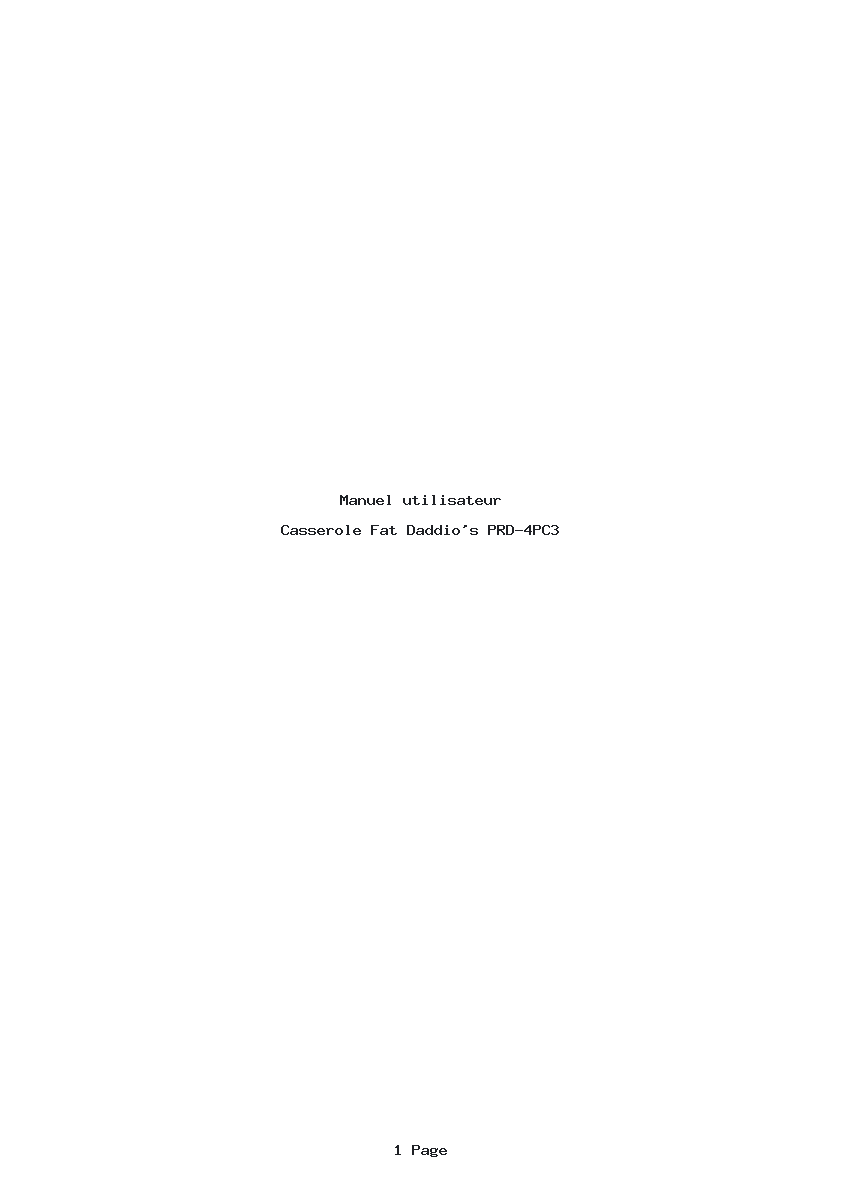 Page 1 de la notice Manuel utilisateur Fat Daddio's PRD-4PC3