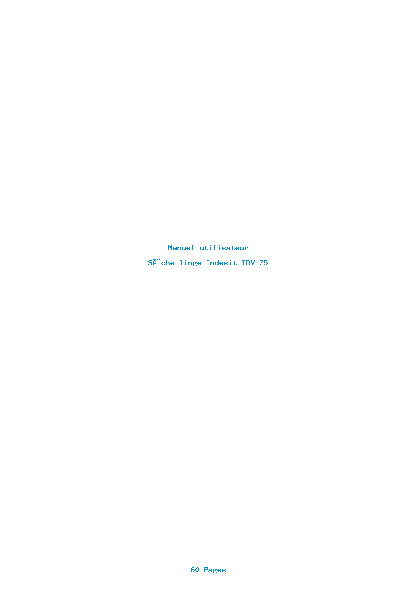 Page 1 de la notice Manuel utilisateur Indesit IDV 75