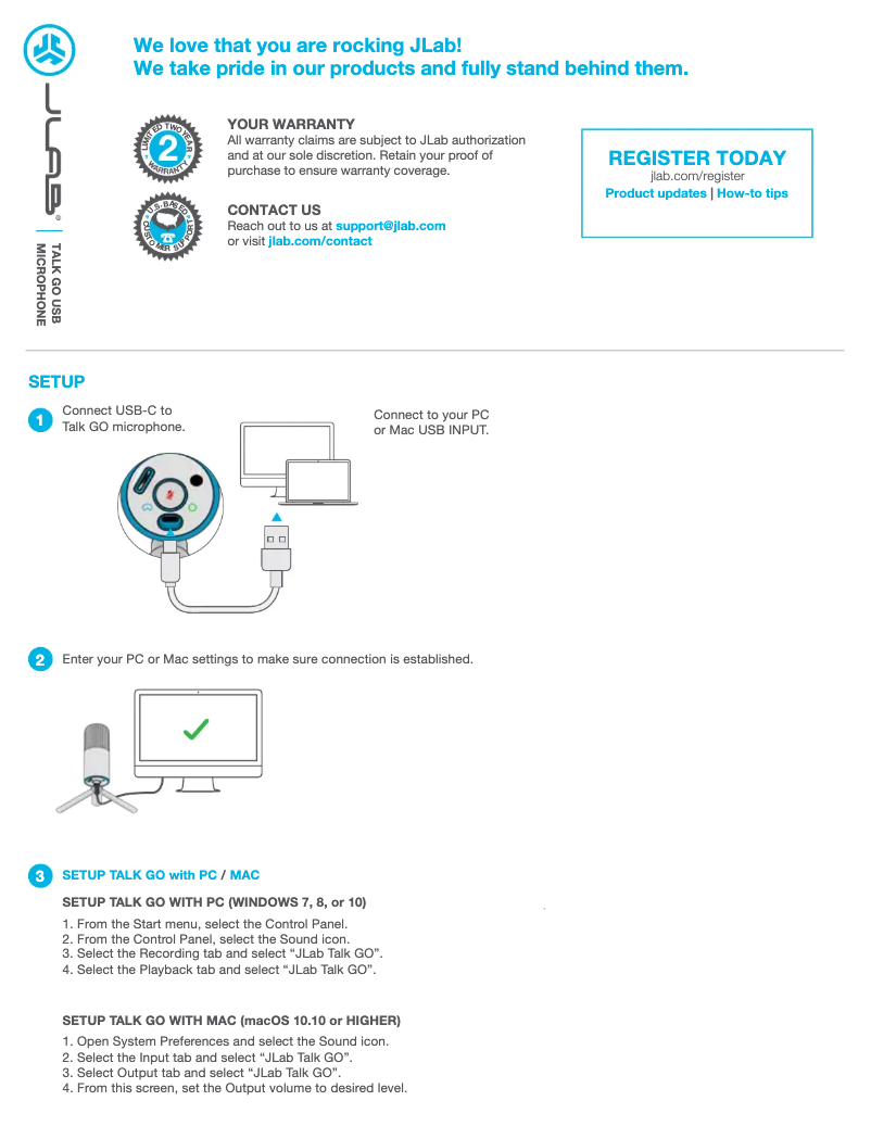 Page 1 de la notice Manuel utilisateur JLab Talk Go