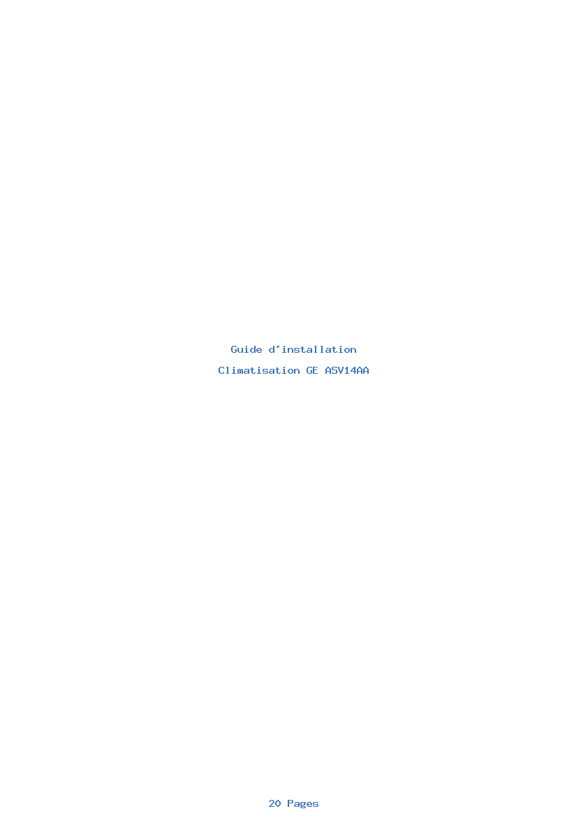 Page 1 de la notice Guide d'installation GE ASV14AA
