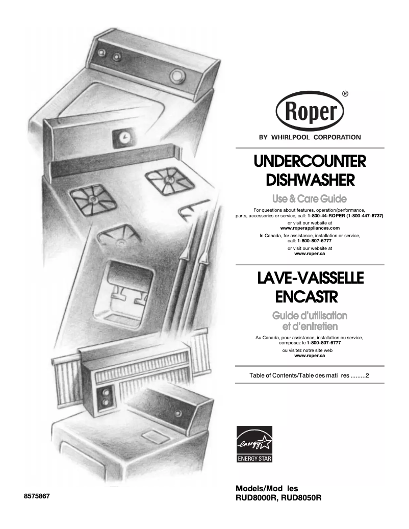 Page 1 de la notice Manuel utilisateur Roper RUD8050R