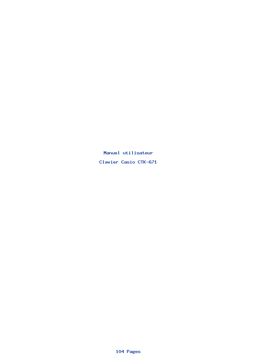 Page 1 de la notice Manuel utilisateur Casio CTK-671