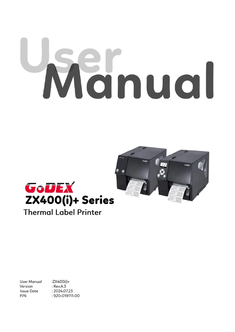 Page 1 de la notice Manuel utilisateur Godex ZX430