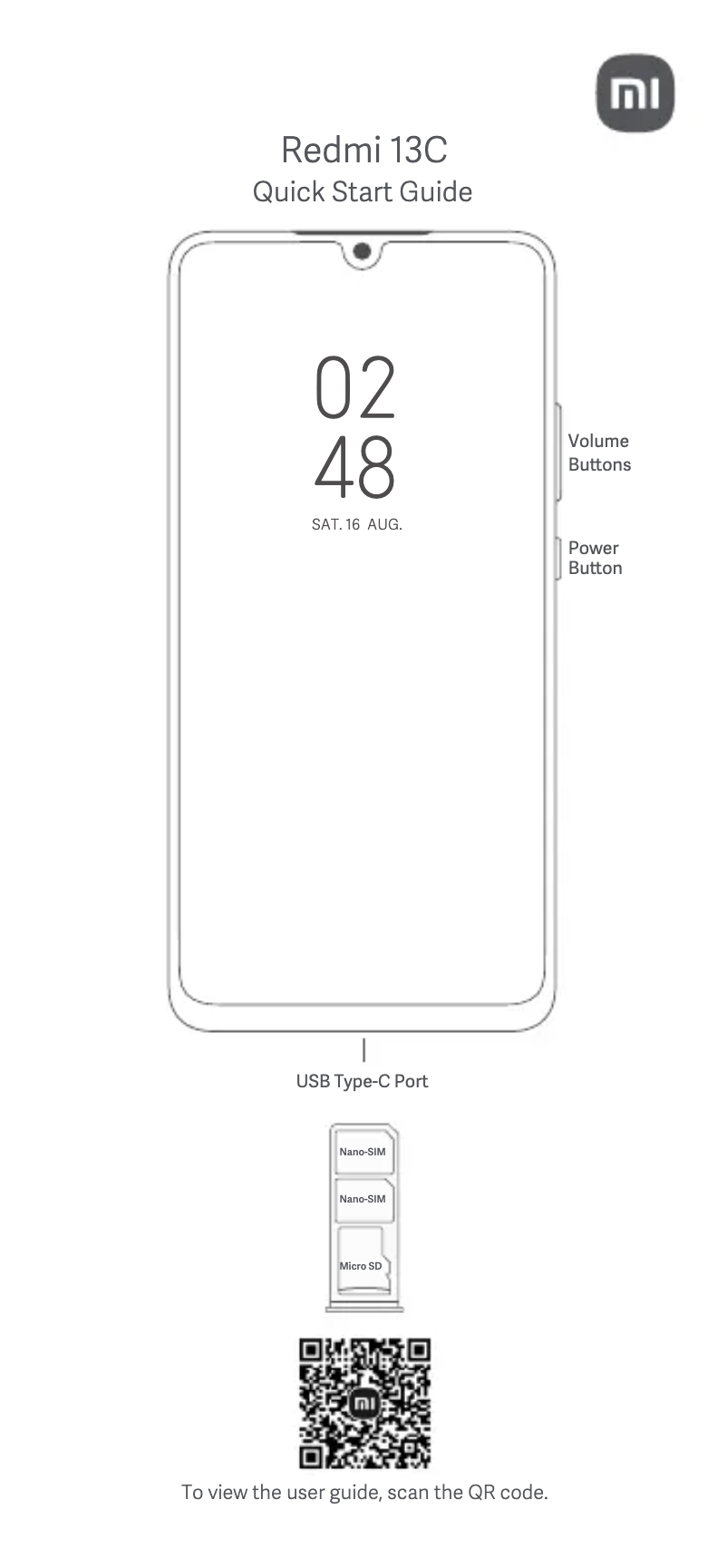 Page 1 de la notice Manuel utilisateur Xiaomi Redmi 13C 5G