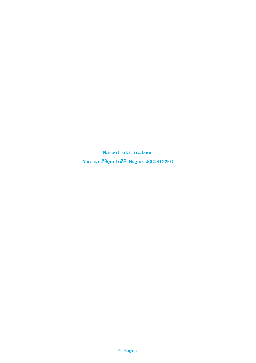 Page 1 de la notice Manuel utilisateur Hager WGCXR122EG