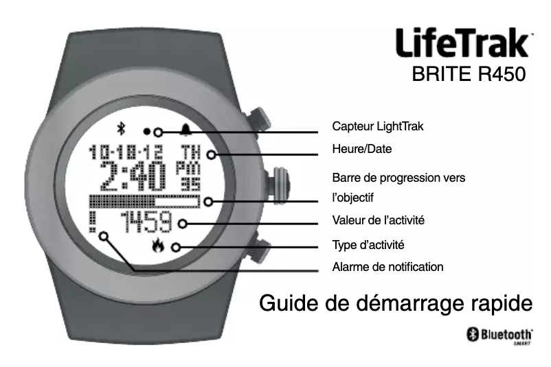 Page 1 de la notice Manuel utilisateur LifeTrak Brite R450