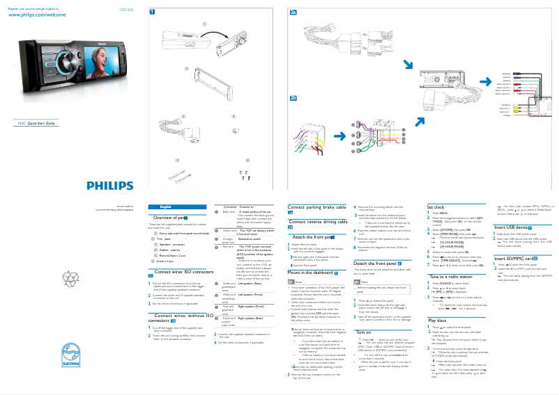 Page 1 de la notice Guide de démarrage rapide Philips CED320