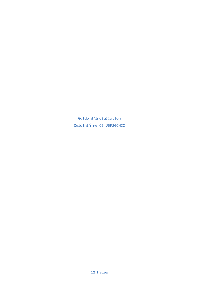 Page 1 de la notice Guide d'installation GE JBP26CHCC
