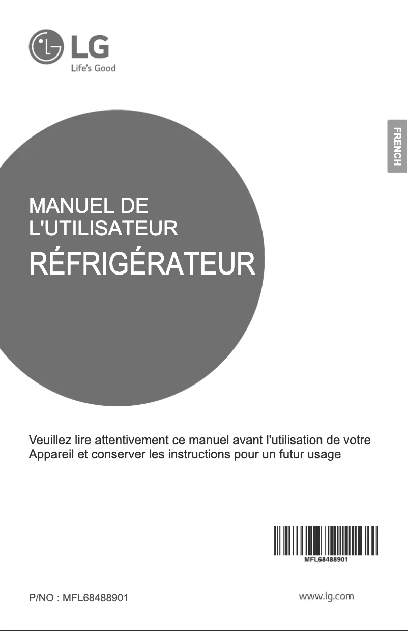 Page 1 de la notice Manuel utilisateur LG GR-B600GLHL