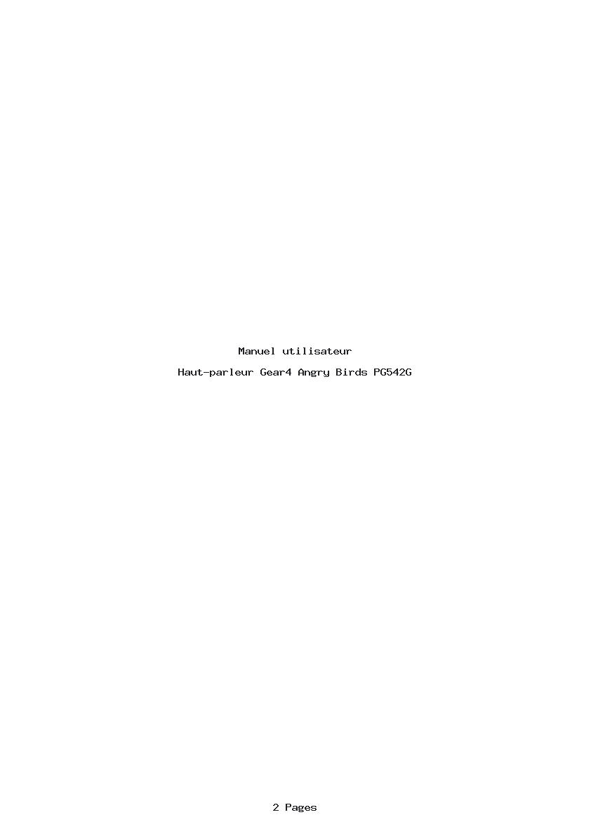 Page 1 de la notice Manuel utilisateur Gear4 Angry Birds PG542G