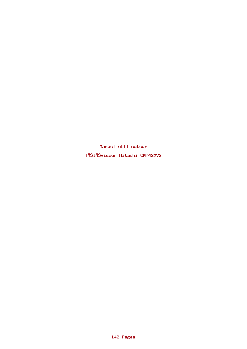 Page 1 de la notice Manuel utilisateur Hitachi CMP420V2