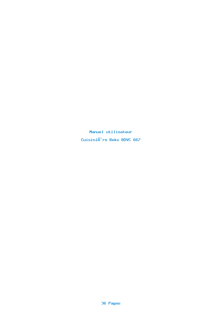 Page 1 de la notice Manuel utilisateur Beko BDVC 667