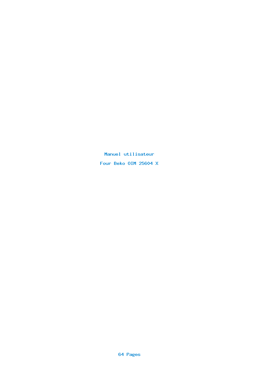 Page 1 de la notice Manuel utilisateur Beko OIM 25604 X