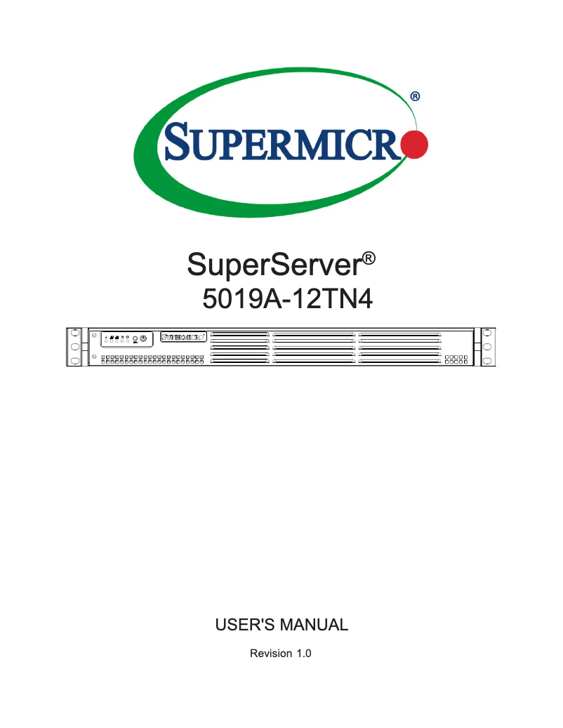 Page 1 de la notice Manuel utilisateur Supermicro SuperServer 5019A-12TN4