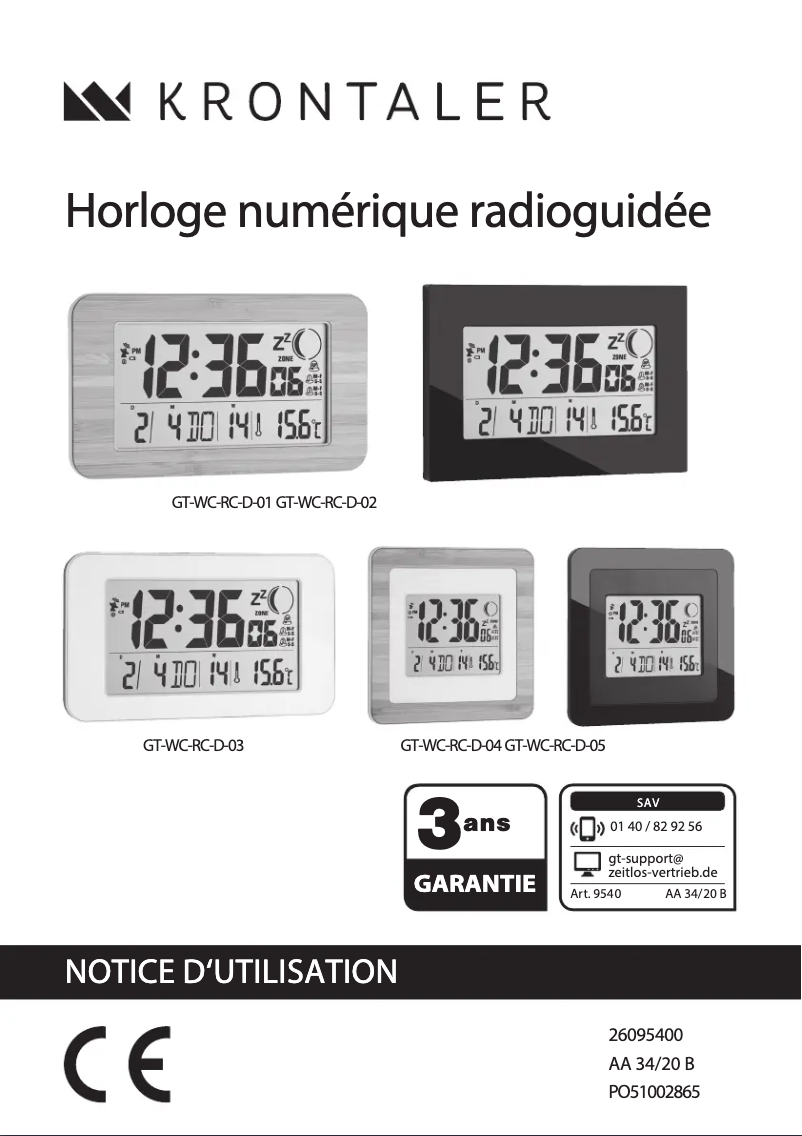 Page 1 de la notice Manuel utilisateur GlobalTronics WC-RC-D-03