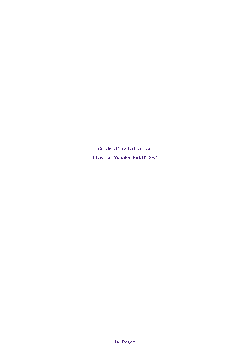 Page 1 de la notice Guide d'installation Yamaha Motif XF7