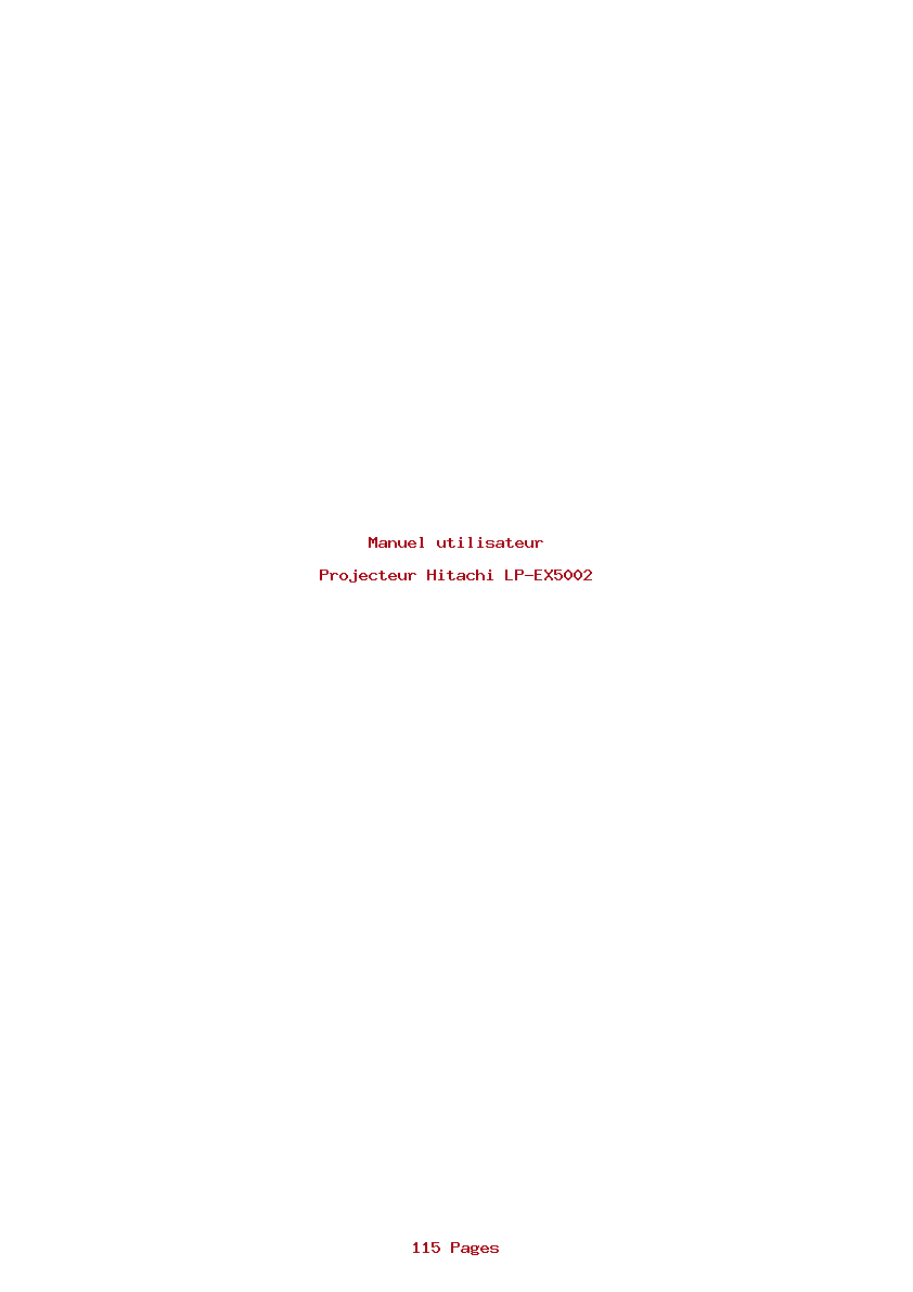 Page 1 de la notice Manuel utilisateur Hitachi LP-EX5002
