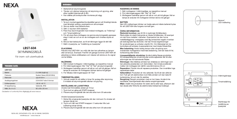 Page 1 de la notice Manuel utilisateur Nexa LBST-604