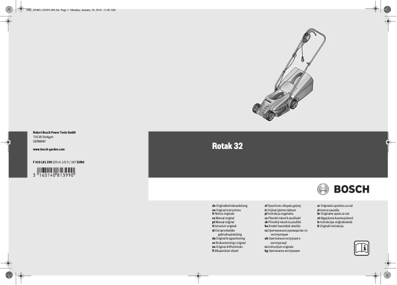 Page 1 de la notice Manuel utilisateur Bosch ARM 32