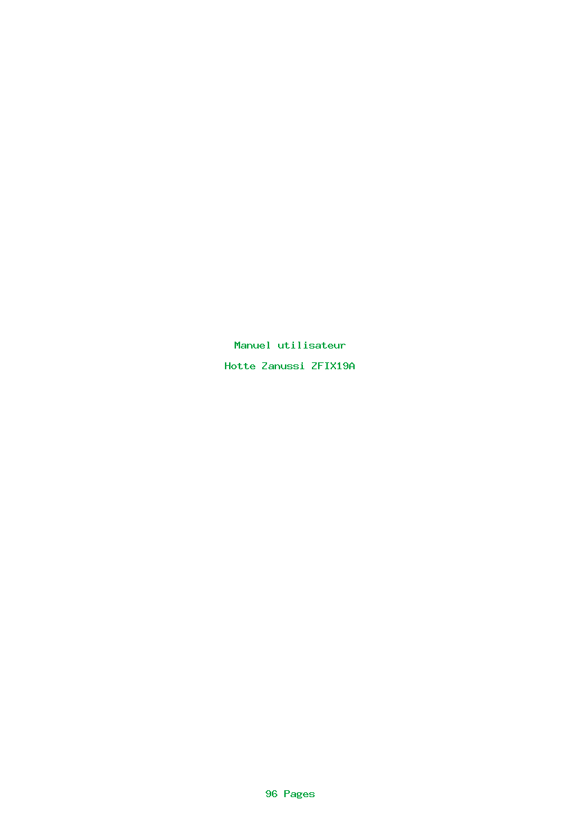 Page 1 de la notice Manuel utilisateur Zanussi ZFIX19A