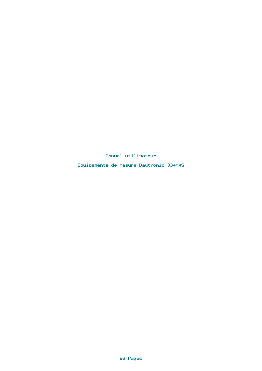 Page 1 de la notice Manuel utilisateur Daytronic 3340AS