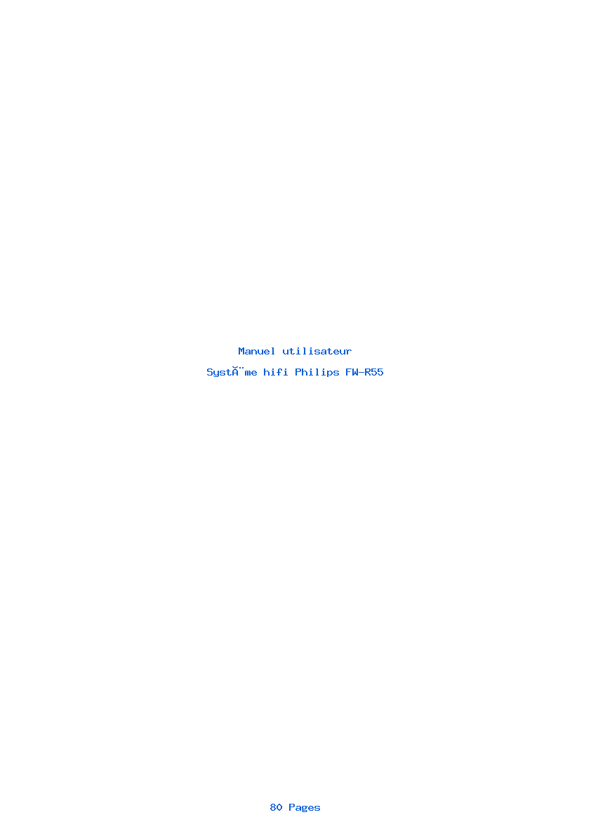 Page 1 de la notice Manuel utilisateur Philips FW-R55