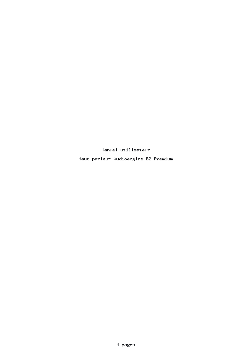 Page 1 de la notice Manuel utilisateur Audioengine B2 Premium