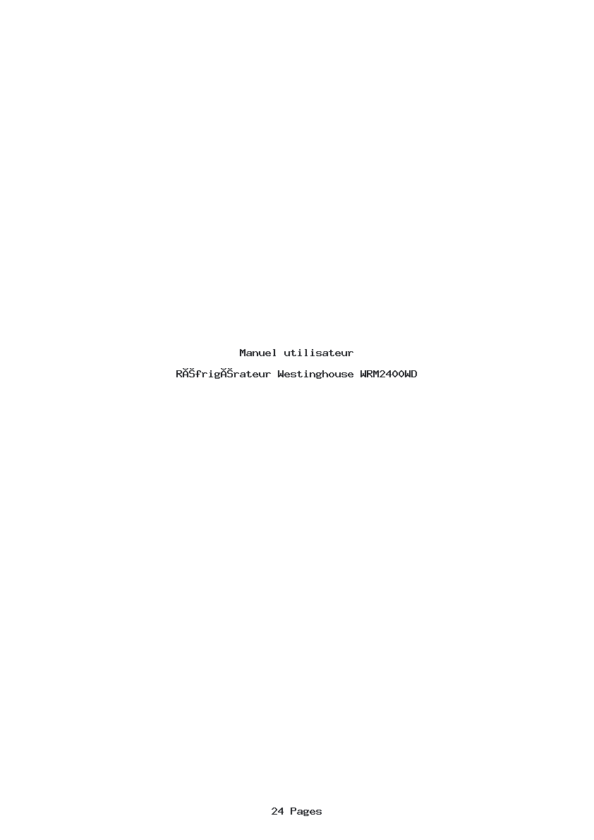 Page 1 de la notice Manuel utilisateur Westinghouse WRM2400WD