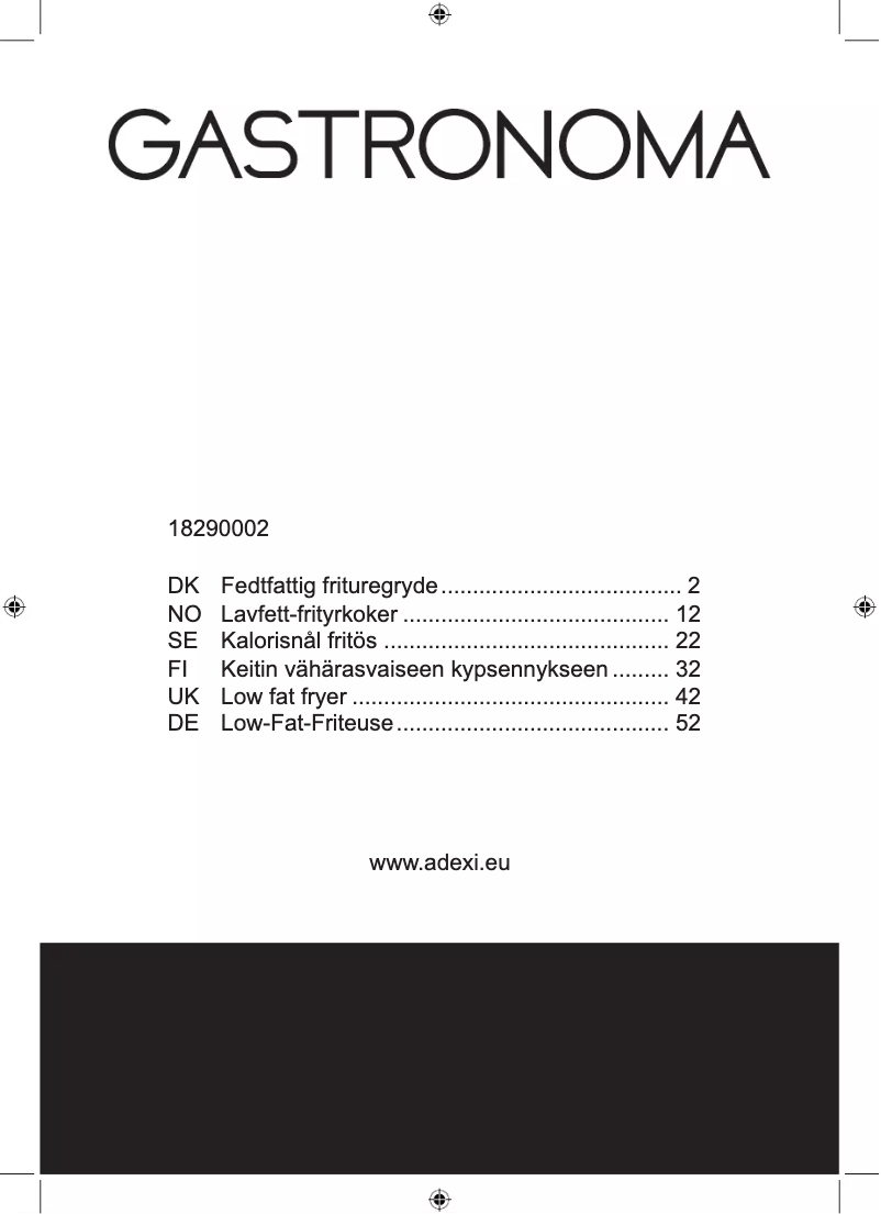 Page 1 de la notice Manuel utilisateur Gastronoma 18290002