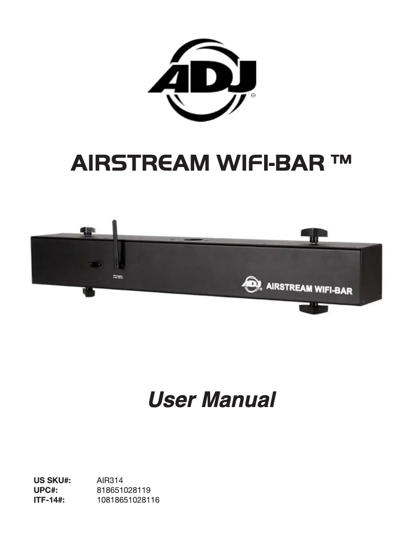 Page 1 de la notice Manuel utilisateur American DJ Airstream Wi-Fi Bar