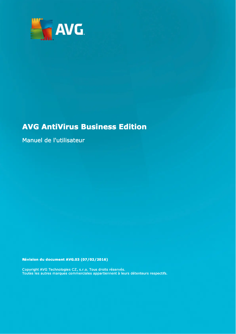Page 1 de la notice Manuel utilisateur AVG Anti Virus Business Edition 2016