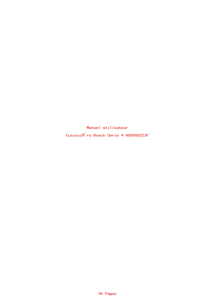 Page 1 de la notice Manuel utilisateur Bosch Serie 4 HGD85D223F