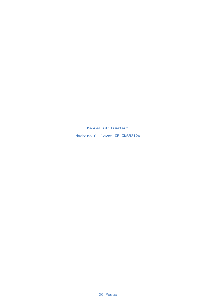 Page 1 de la notice Manuel utilisateur GE GKSR2120