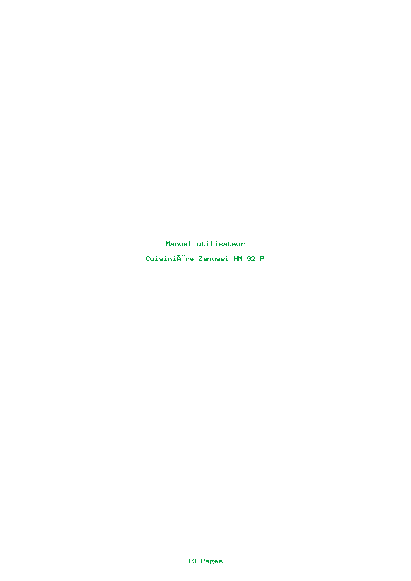 Page 1 de la notice Manuel utilisateur Zanussi HM 92 P