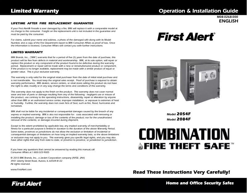 Page 1 de la notice Manuel utilisateur First Alert 2084F