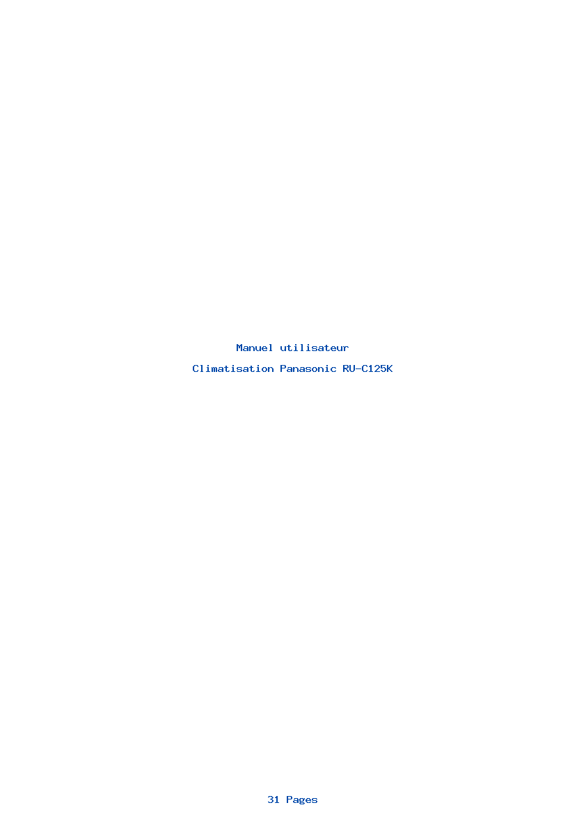 Page 1 de la notice Manuel utilisateur Panasonic RU-C125K
