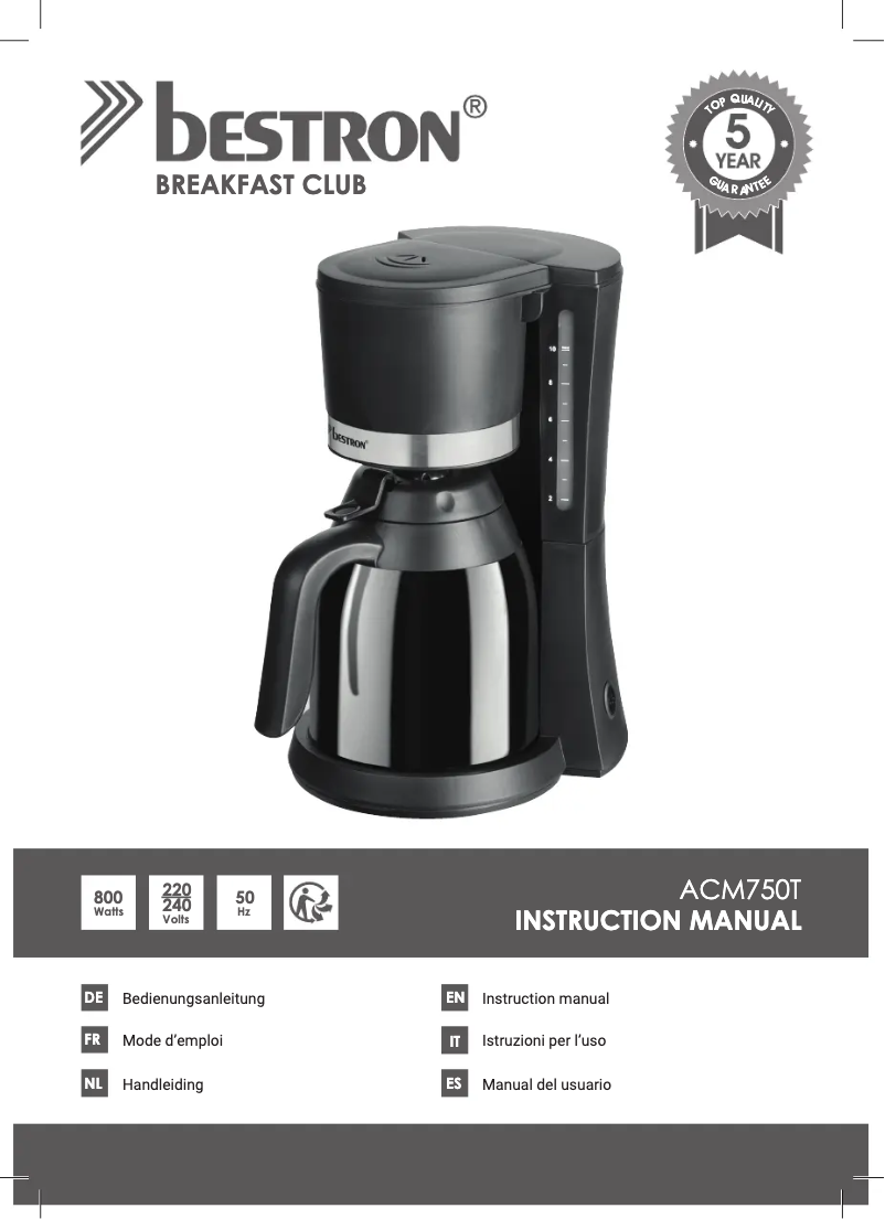 Page 1 de la notice Manuel utilisateur Bestron ACM750T
