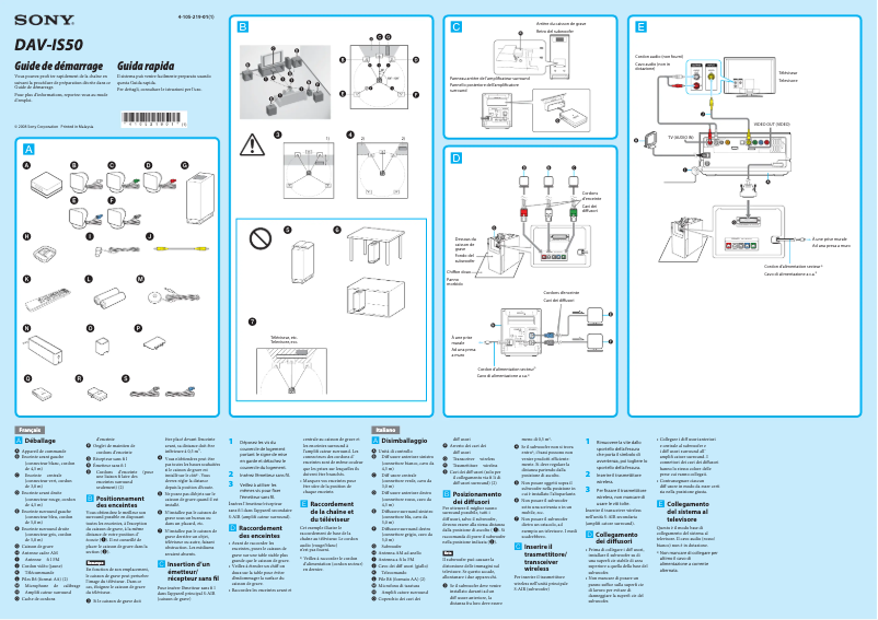 Page 1 de la notice Guide d'installation Sony DAV-IS50